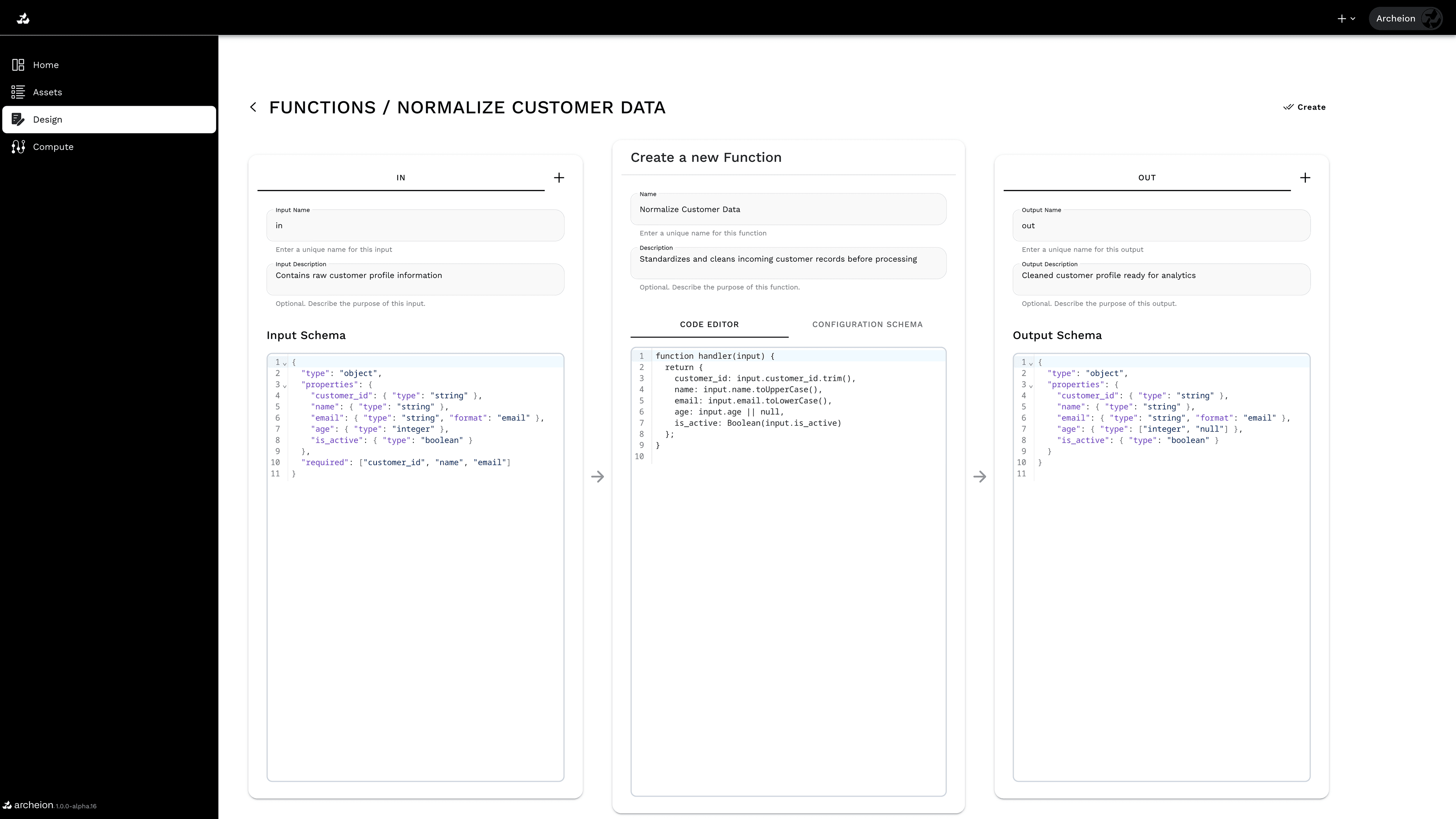 A design studio for processing functions